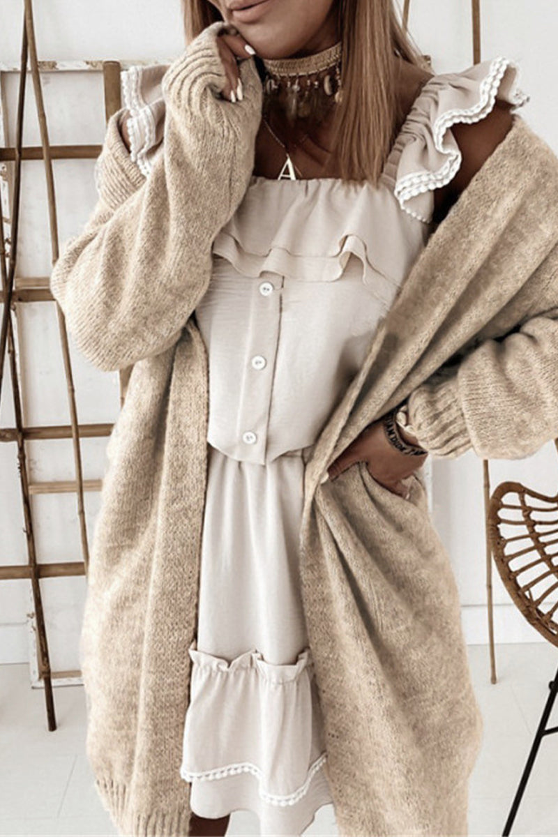 Street Patchwork V Neck Cardigans(5 Colors)