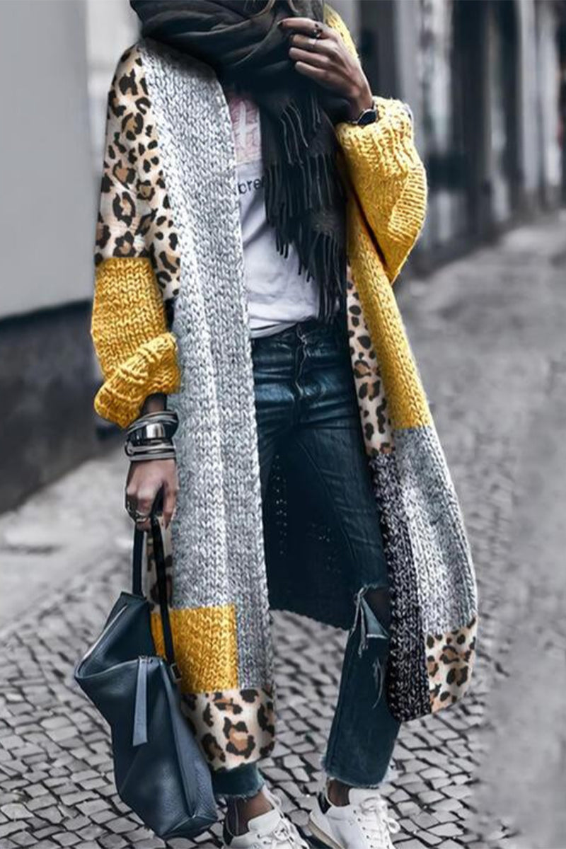 Color Block Patchwork Collar Cardigans