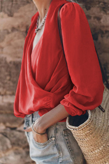 Street Color V Neck Blouses(3 Colors)