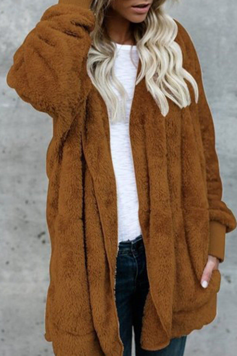 Work Patchwork Cardigan Collar Outerwear