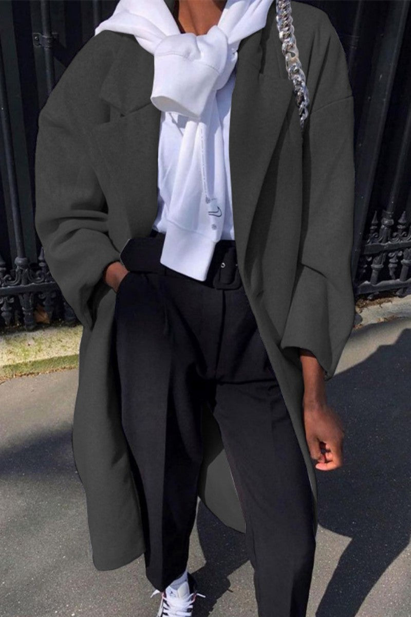 Patchwork Cardigan Turndown Collar Outerwear