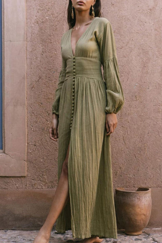 Buckle Fold V Neck Pencil Skirt Dresses