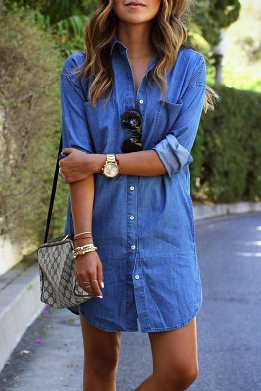 Street Simplicity Patchwork Turndown Collar Blouses