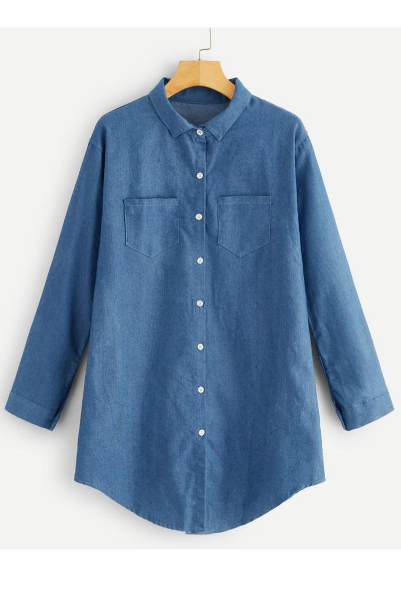 Street Simplicity Patchwork Turndown Collar Blouses