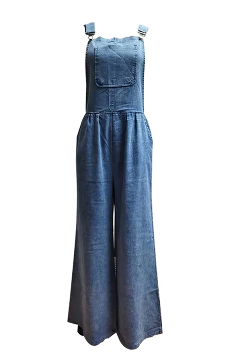 Pocket Spaghetti Strap Loose Jumpsuits(3 Colors)