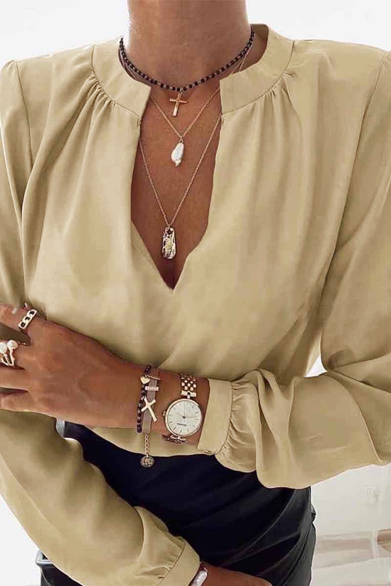 British Style V Neck Blouses(3 Colors)