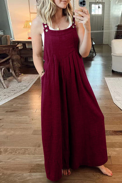 Street Pocket Square Collar Loose Jumpsuits