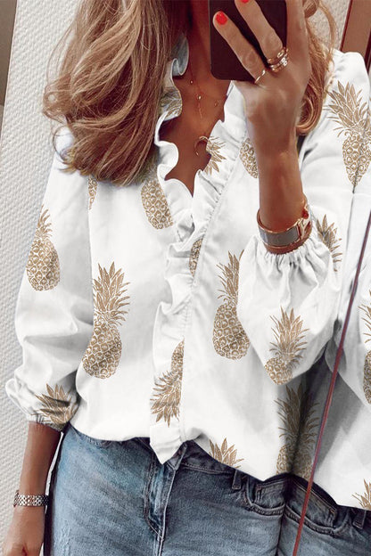 Flounce V Neck Blouses(9 Colors)