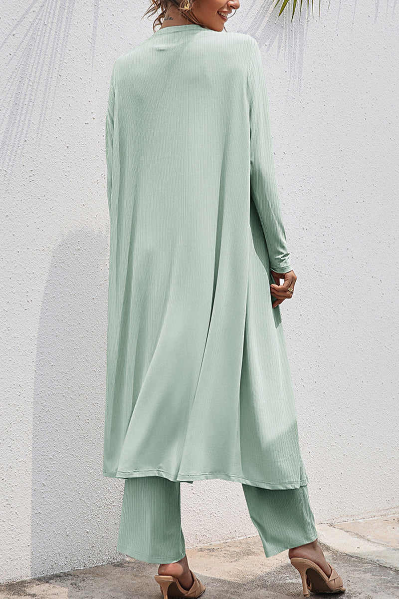 Daily Frenulum Cardigan Collar Long Sleeve Two Pieces