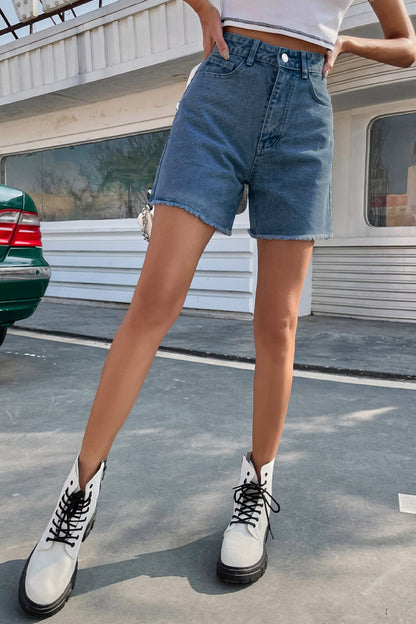 Frenchy Raw Hem Denim Shorts(8 Colors)