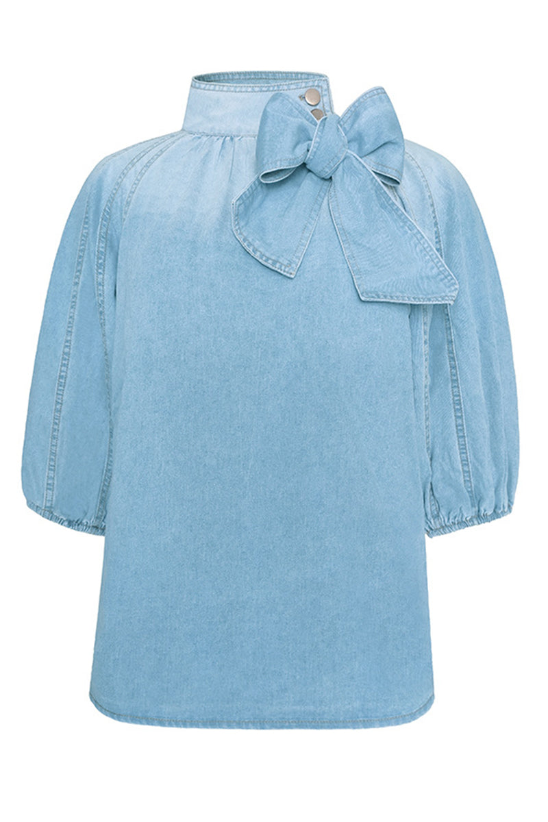 Patchwork Mandarin Collar Blouses