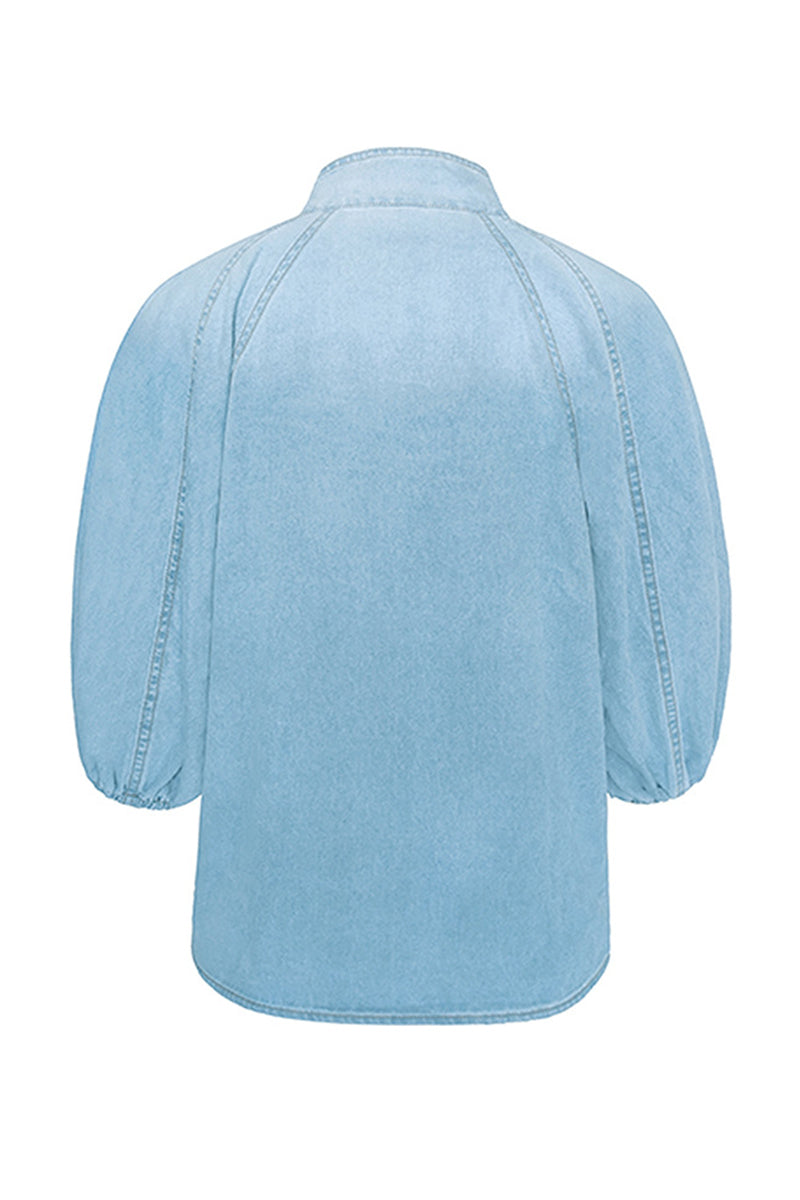 Patchwork Mandarin Collar Blouses