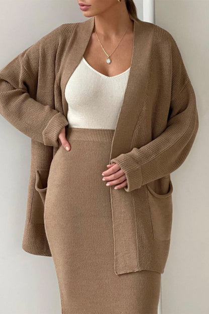 Simplicity Cardigan Collar Long Sleeve Two Pieces