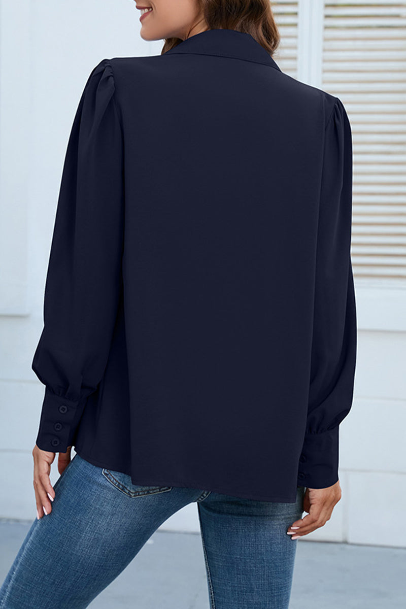 Buttons Shirt Collar Blouses(8 Colors)