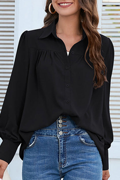 Buttons Shirt Collar Blouses(8 Colors)
