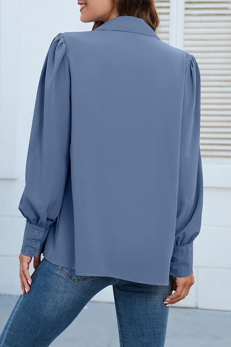Buttons Shirt Collar Blouses(8 Colors)