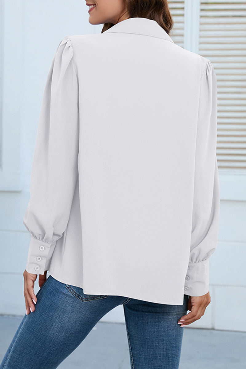 Buttons Shirt Collar Blouses(8 Colors)