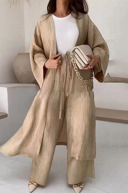 Simplicity Fold Cardigan Collar Long Sleeve Two Pieces