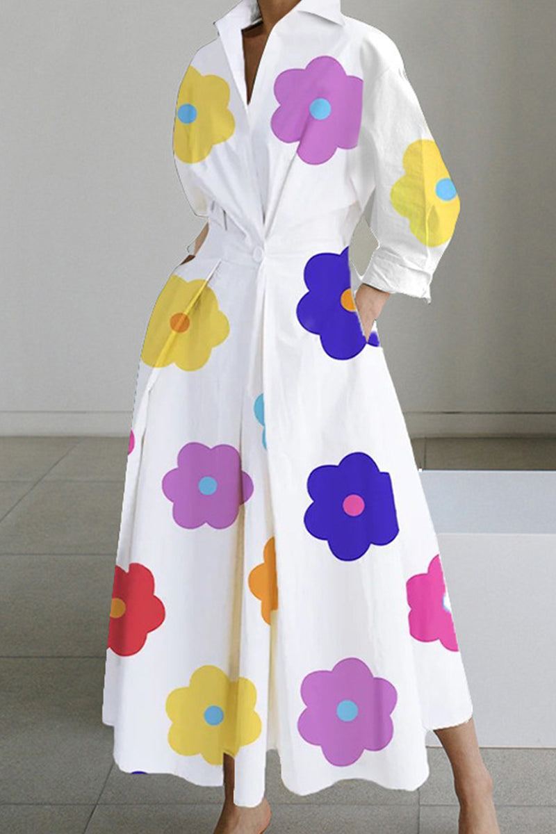 Print Patchwork V Neck Long Dresses(10 Colors)