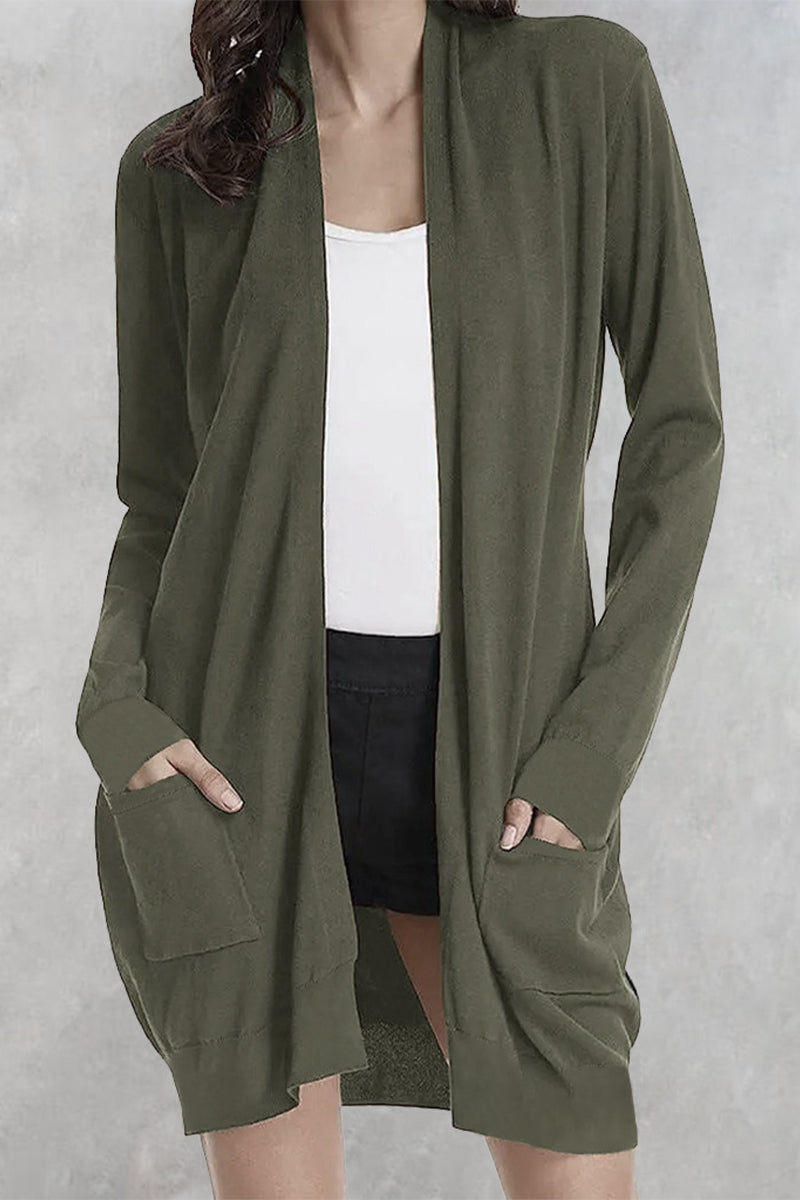 Pocket Cardigan Collar Outerwear Gj0021