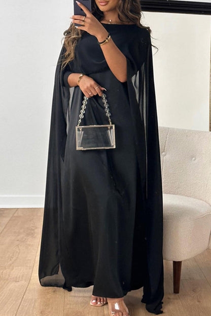 Patchwork Zipper O Neck Long Dresses(5 Colors)