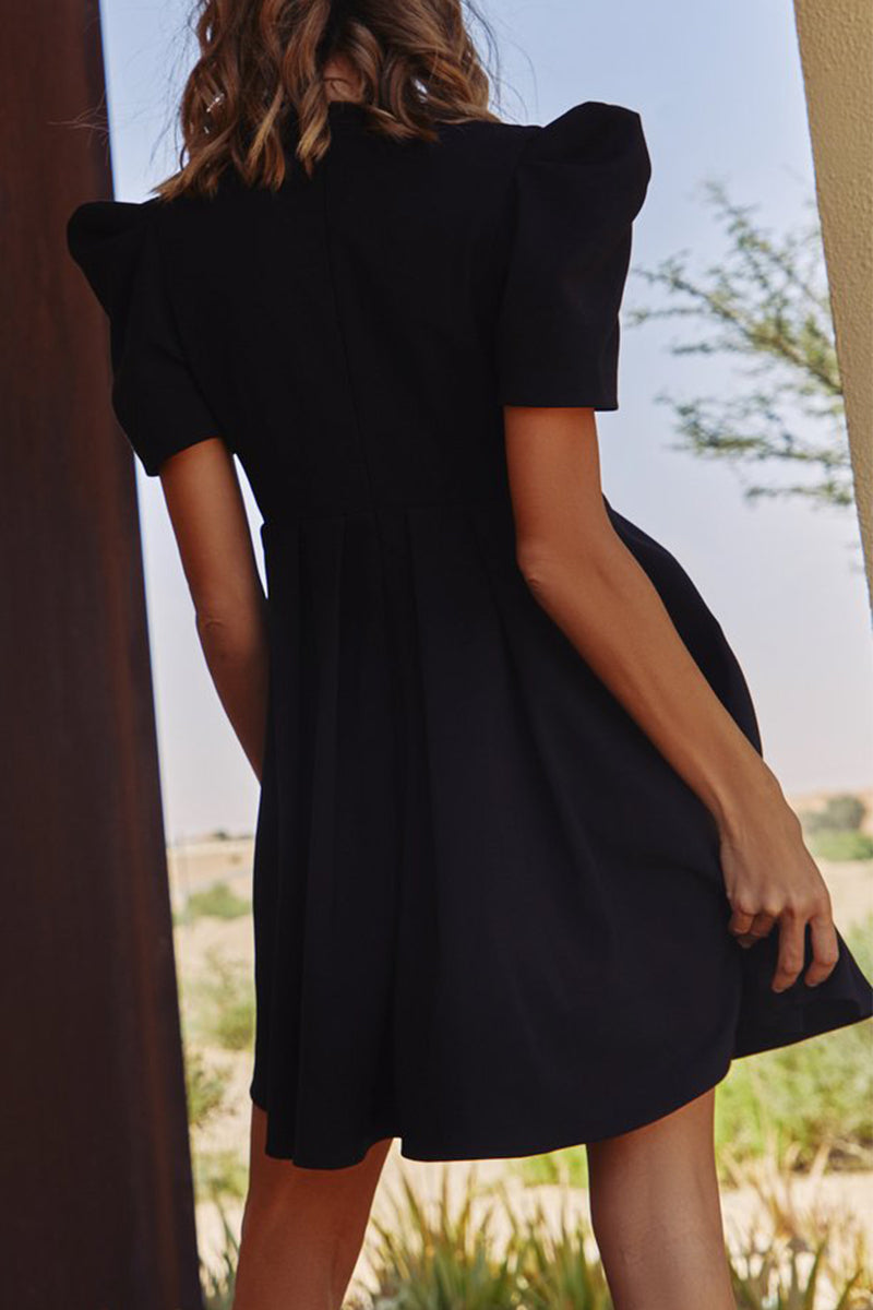 Zipper V Neck Mini Dress Dresses