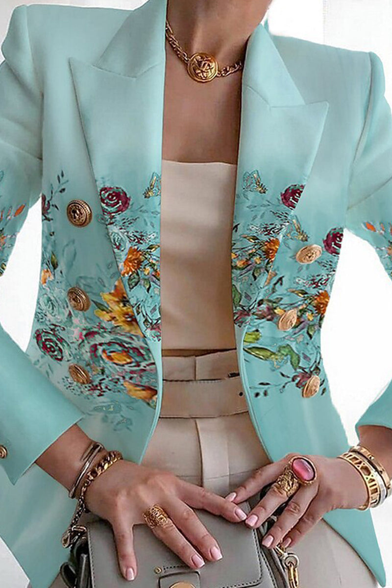 Print Patchwork Cardigan Turn-back Collar Outerwear Ye9848