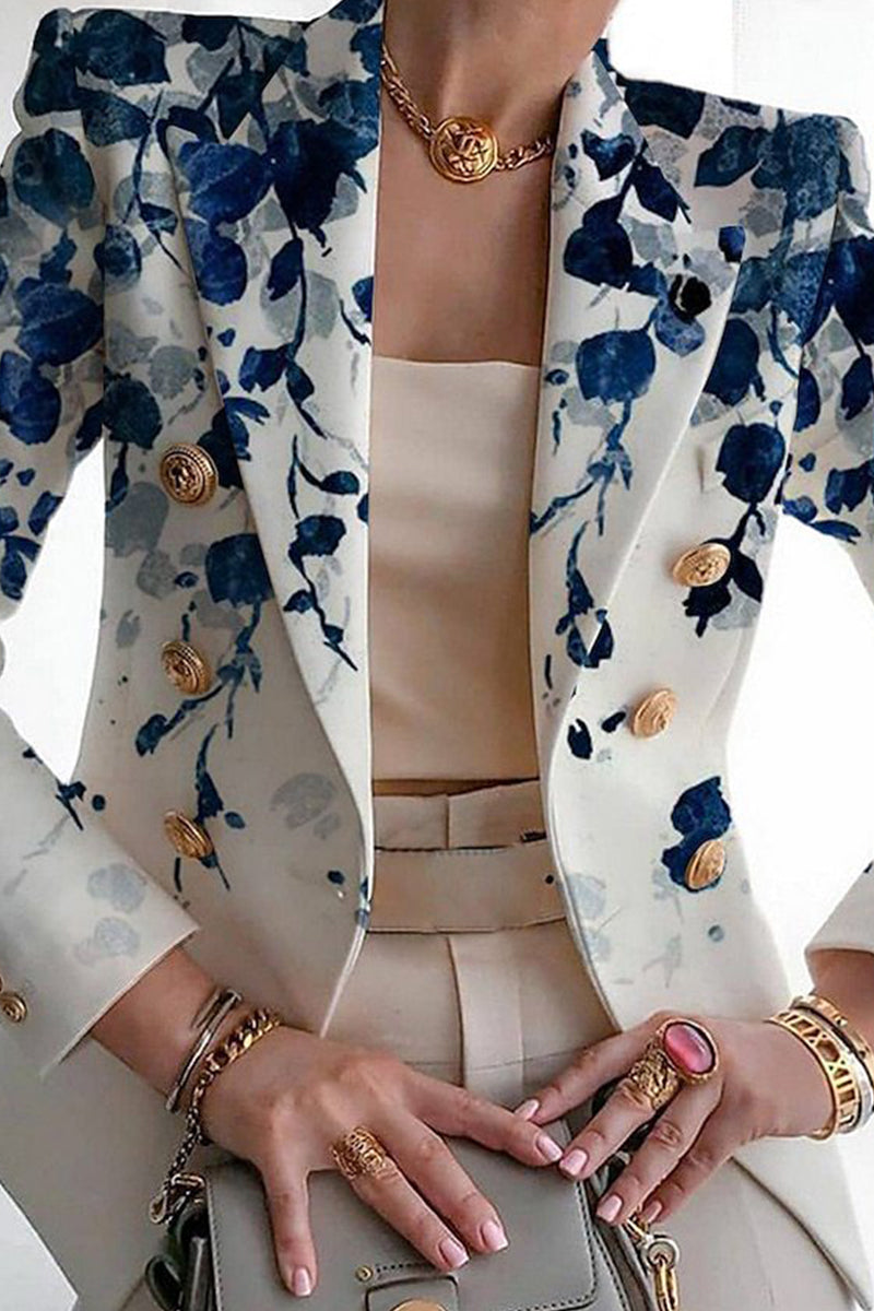 Print Patchwork Cardigan Turn-back Collar Outerwear Ye9848