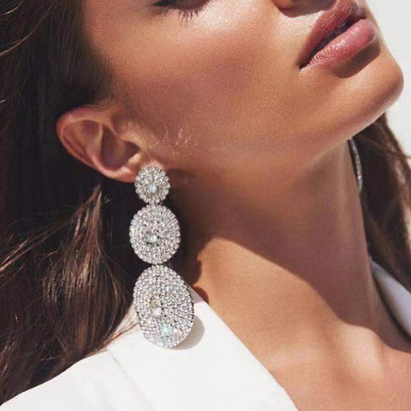 Street Patchwork Hot Drill Rhinestone Earrings