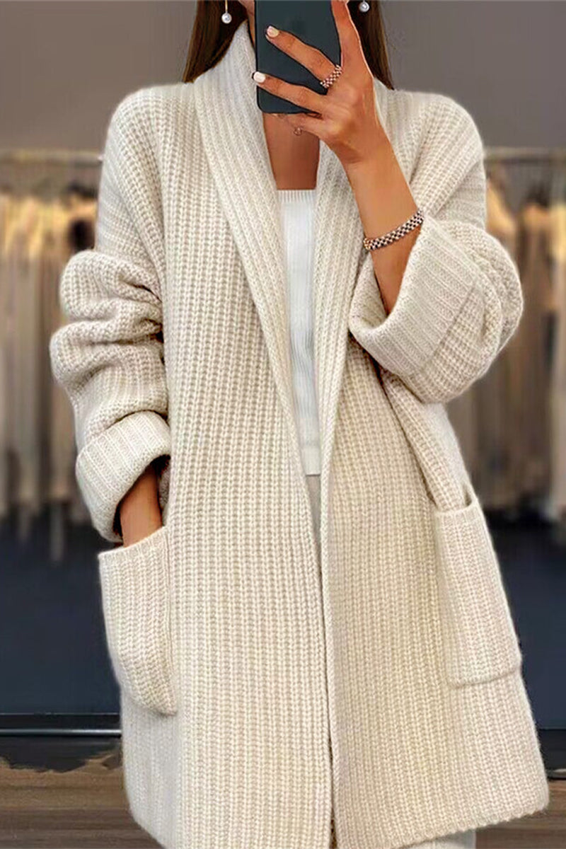 Simplicity Pocket Weave Cardigan Collar Outerwear Ye9866