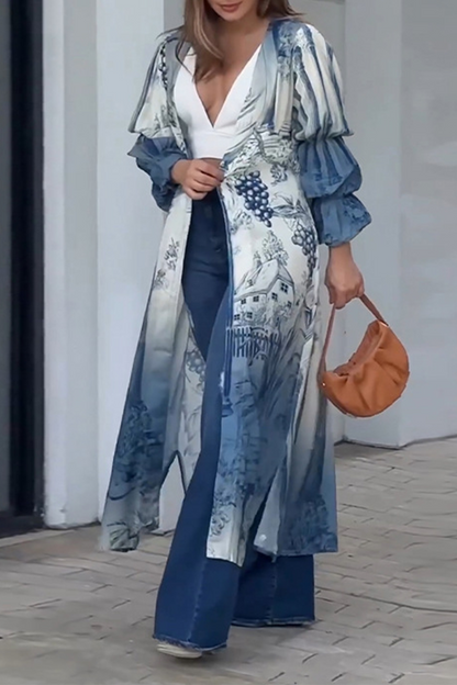 Slit Cardigan Collar Tops