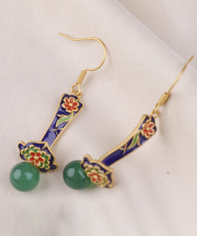 Boutique Green Sterling Silver Jade Agate Drop Earrings