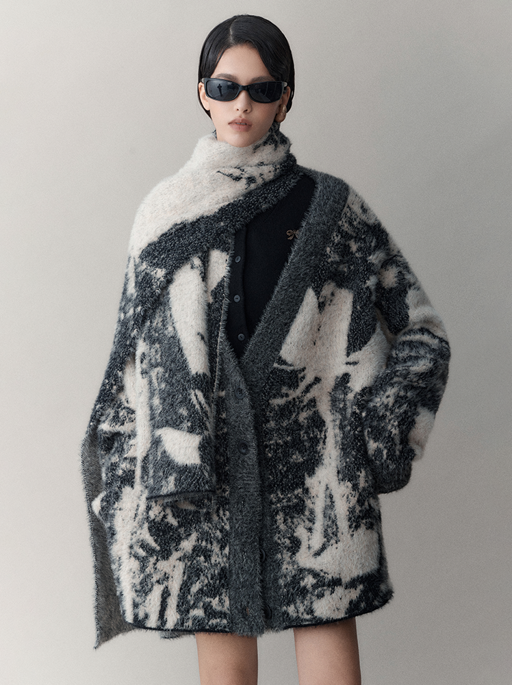 Retro Oversize Wool Cardigan