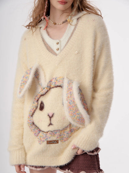 Fluffy Rabbit Cream Sweater