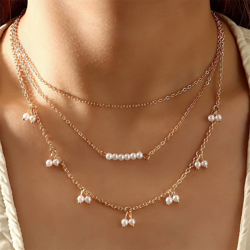 Geometric Patchwork Pearl Necklaces Gj0057