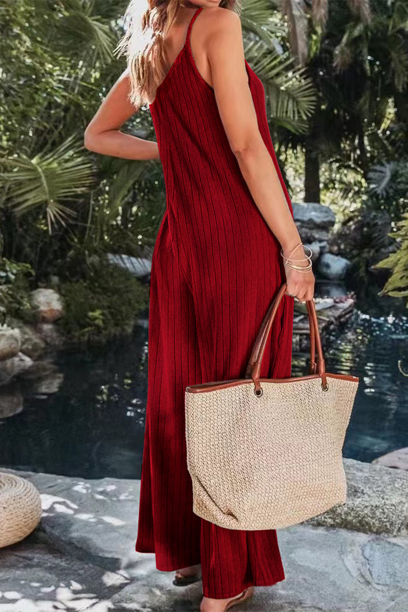 Simplicity Backless V Neck Loose Jumpsuits(6 Colors)