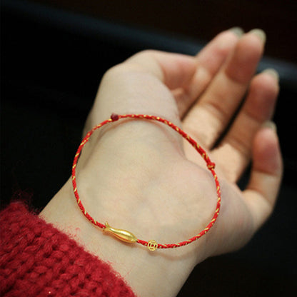Buddha Stones 14k Gold Plated Koi Fish Luck Wealth Braided Bracelet