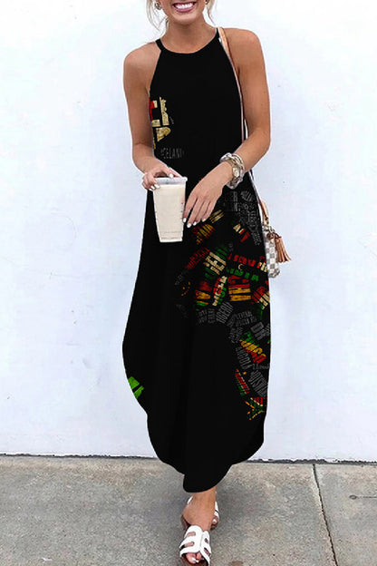 Print Basic O Neck Long Dress Dresses(5 Colors)