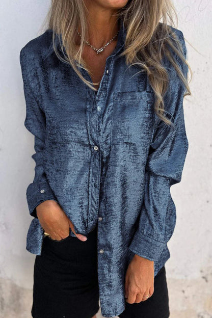 Sequined Turndown Collar Blouses(8 Colors)
