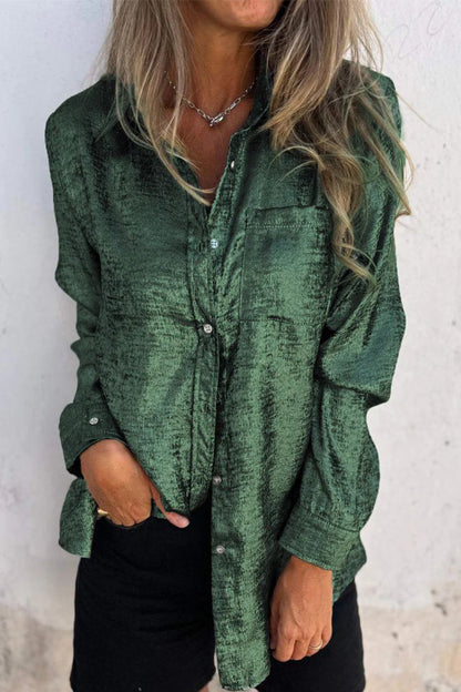 Sequined Turndown Collar Blouses(8 Colors)