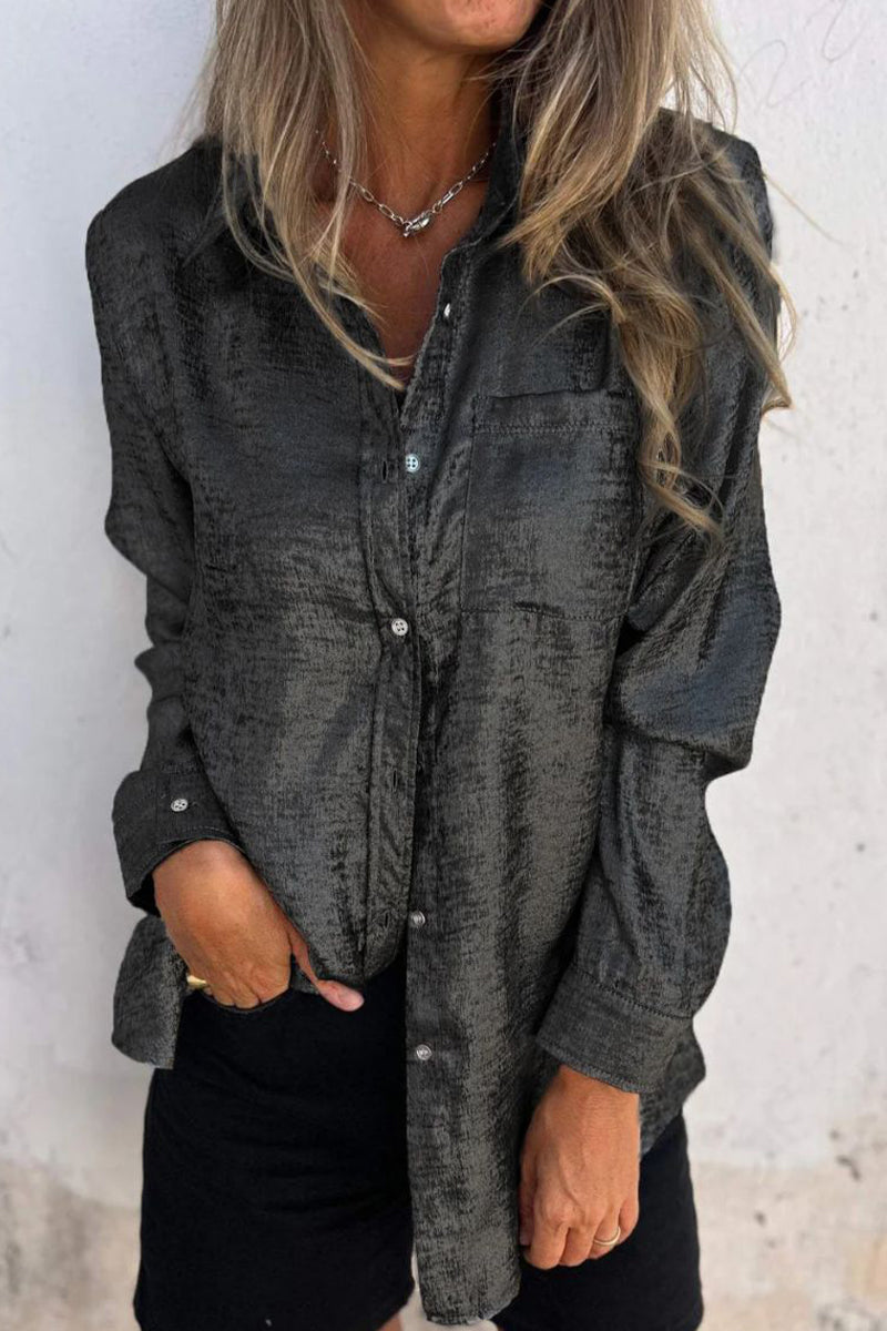 Sequined Turndown Collar Blouses(8 Colors)