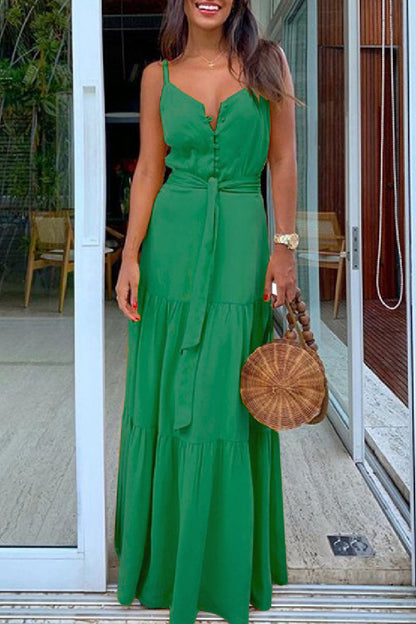 Backless Spaghetti Strap Long Dresses