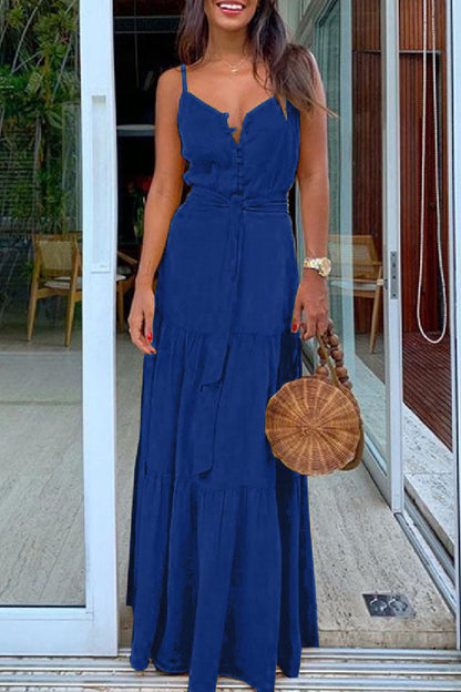 Backless Spaghetti Strap Long Dresses