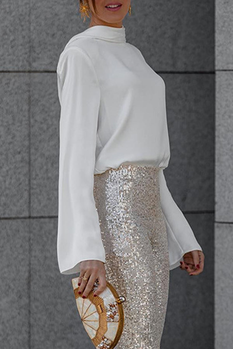 Backless Fold Scarf Collar Blouses(3 Colors)