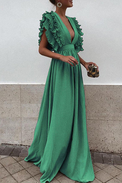 Backless V Neck Long Dresses(6 Colors)