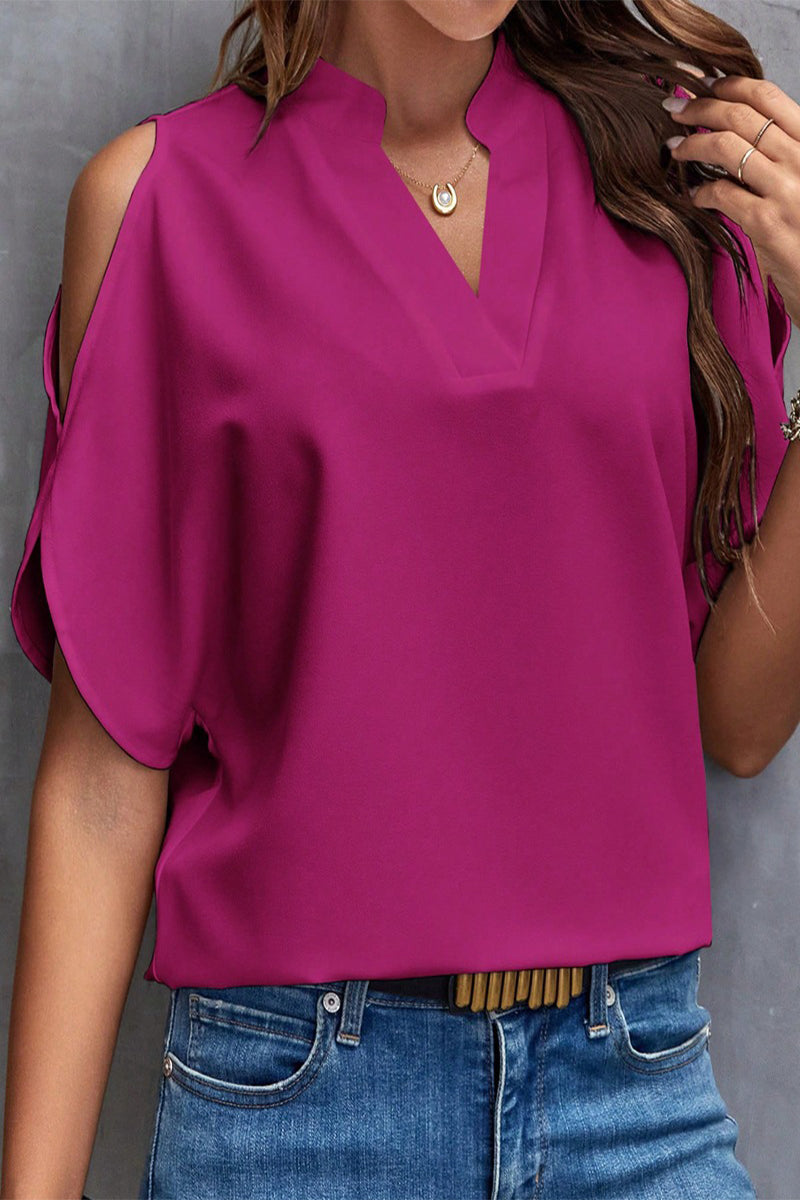 Patchwork V Neck Blouses(10 Colors)
