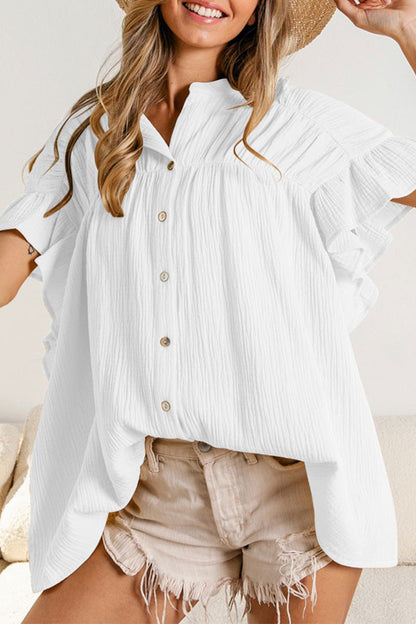Fold Stringy Selvedge Mandarin Collar Blouses (5 Colors)