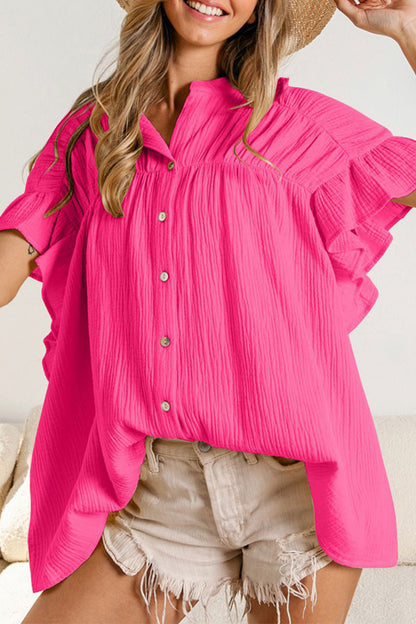 Fold Stringy Selvedge Mandarin Collar Blouses (5 Colors)