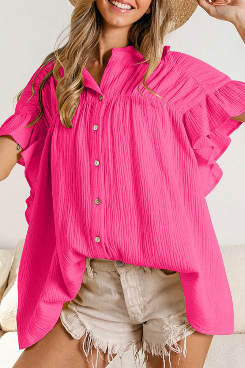 Fold Stringy Selvedge Mandarin Collar Blouses (5 Colors)