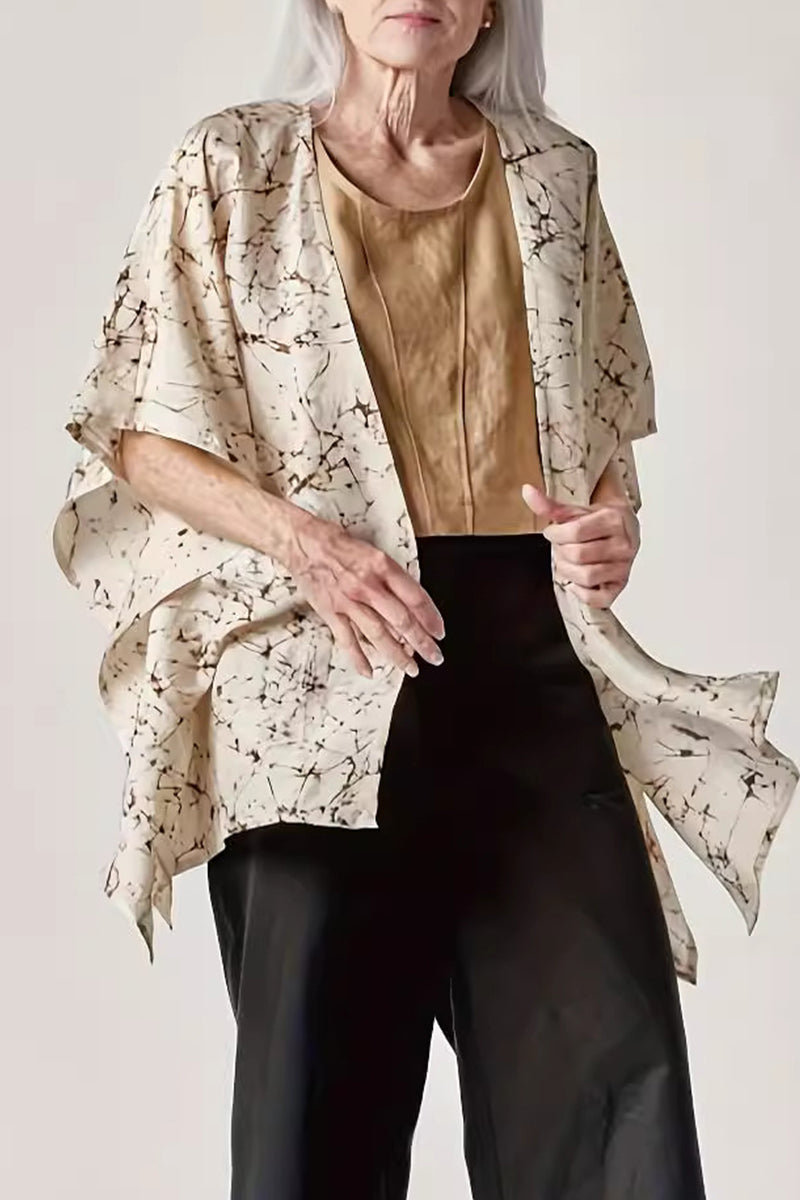Geometric Print Patchwork V Neck Blouses